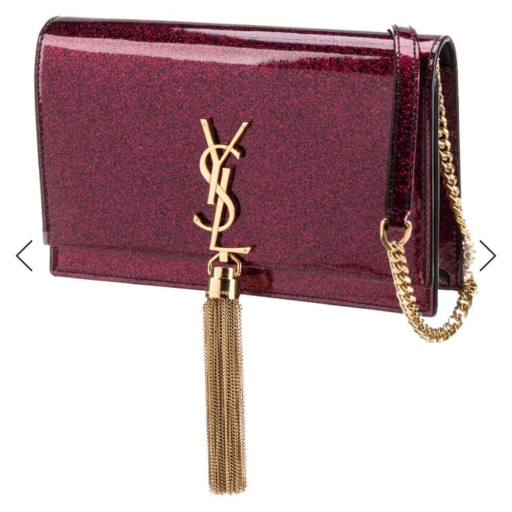Yves Saint Laurent Deep Red Glitter Crossbody Bag